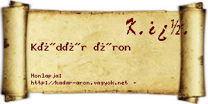 Kádár Áron névjegykártya