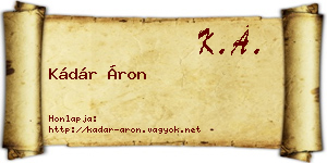 Kádár Áron névjegykártya